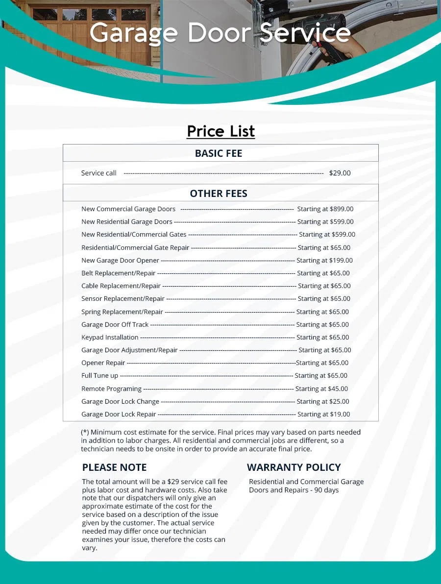 Garage Door Mobile Service Repair Clarksburg, MD 301-327-1912