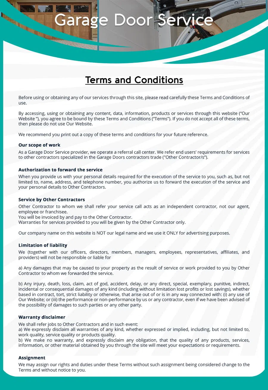 Garage Door Mobile Service Repair Clarksburg, MD 301-327-1912